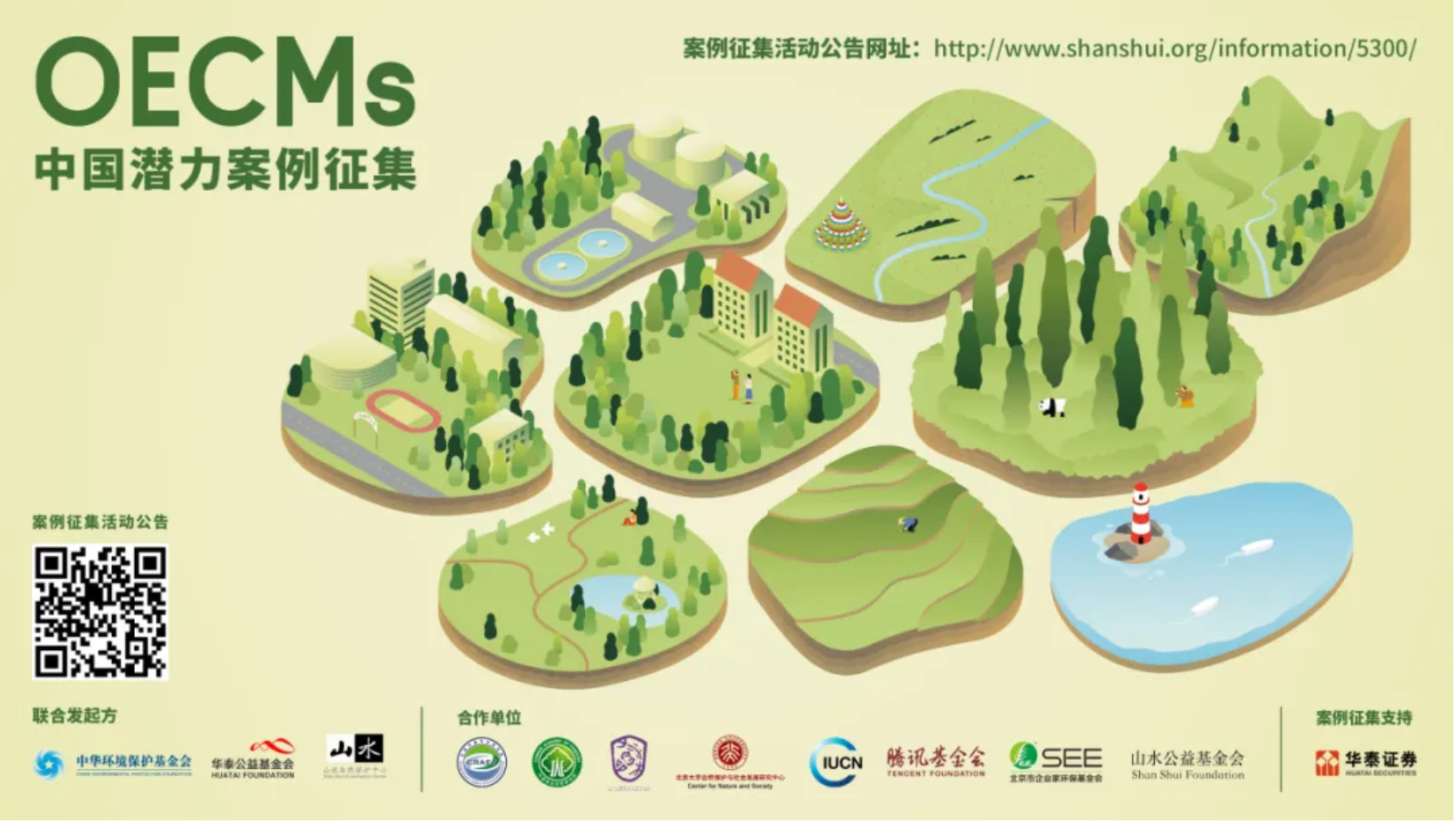 Graphic showing land and water areas that represent potential OECM cases